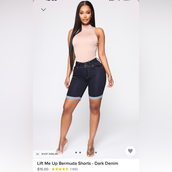 Lift Me Up Bermuda Shorts - Dark Wash - Picture 1 of 3